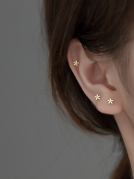 Cercei din argint Floricica (Silver/Gold)
